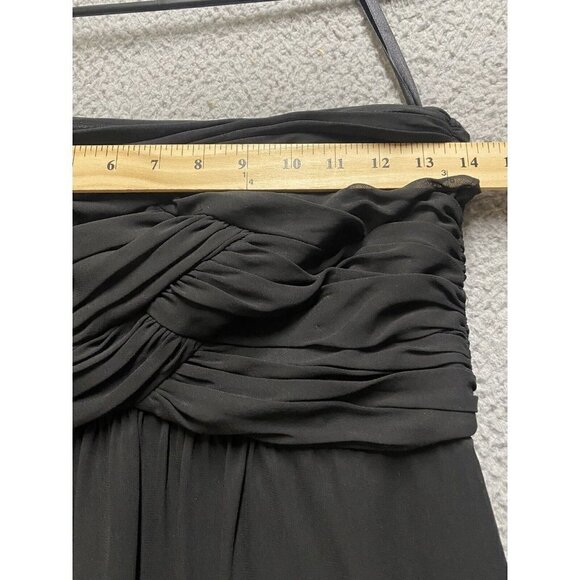 White House Black Market Black Ruched Top Chiffon A-Line Dress Womens Size 2 - Picture 5 of 9